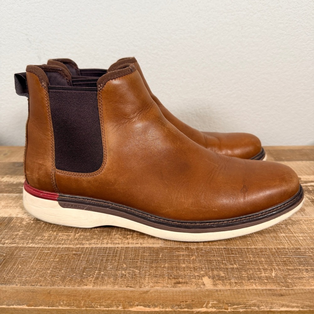 Cole Haan Grand Ambition Waterproof Chelsea Boots 10M British Tan Leather C35727
